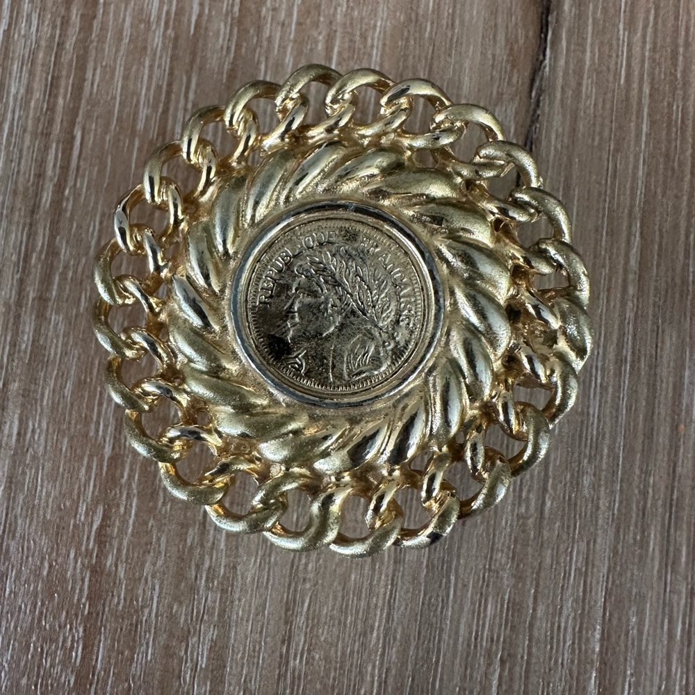 Vintage Republic Of France Coin Belt Buckle